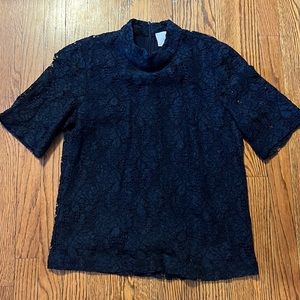 Navy Lace Blouse